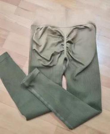 Helanke, biciklistički šortsevi: Ženske sportske helanke – maslinasto zelene - Visok struk sa širokim — 25