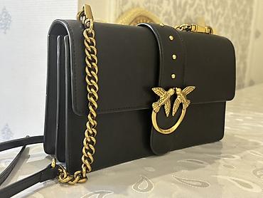 pinko: Pinko Love Bag – qara rəngli çiyin/çarpaz çanta - Material: hamar — 4