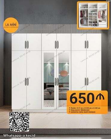Divanlar: Açılan, 6 qapı Düz dolab, Qarderob, paltar dolabı