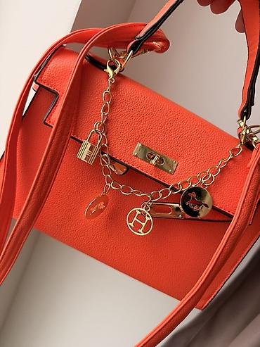 кто юто: Яркая женская сумка под Hermes Kelly в оранжевом цвете. - — 2