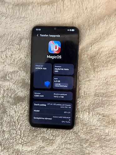 honor band: Honor X6b, 256 GB, rəng - Qara, Face ID — 8