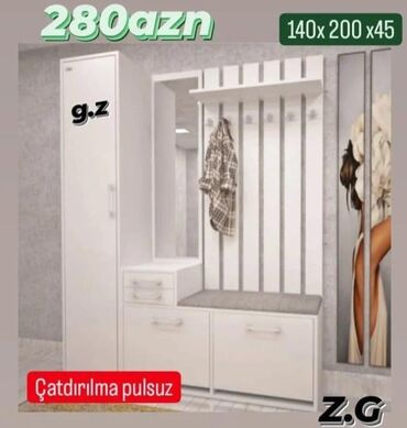 вешалка шкаф: Yeni, Düz dolab, Dəhliz dolabı