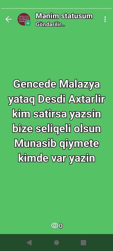 tek neferlik yataq gence: Xidmət: Gəncədə “Malayziya yataq dəsti” axtarışı - Məhsul: Malayziya