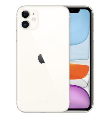 Apple iPhone: IPhone 11, Б/у, 128 ГБ, Белый, Защитное стекло, Чехол, Кабель, 76 %
