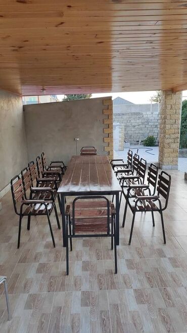 Masa və oturacaq dəstləri: Balkon üçün, Yeni, Açılmayan, Dördbucaq masa, 12 stul — 8