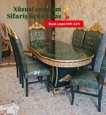 kreditle metbex stolu: Qonaq otağı üçün, Yeni, 6 stul