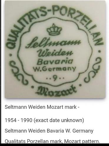 Ostali antikviteti: Cinija 1954 do 1990god.Seltmann W.kolekcija Mocart Bavaria. Cinija — 14