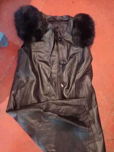зимние джинсовые куртки женские: Кожаная куртка, Удлиненная модель, XL (EU 42)
