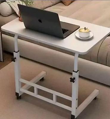 matis tv komode: Pokretni sto za laptop na točkićima – Podesiva visina – Beli — 4