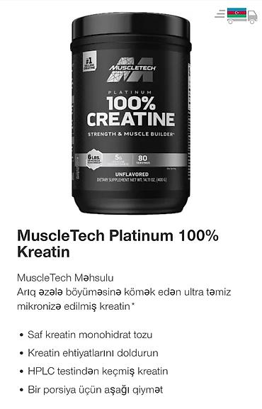 dominar 400: MuscleTech Platinum 100% Creatine • Tərkib: ultra təmiz, mikronizə — 1
