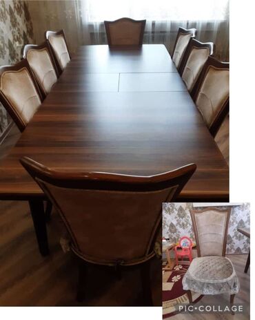 bineqedide ev satilir: İşlənmiş, Oval masa, 8 stul, Açılan masa, Qonaq otağı üçün, Malayziya