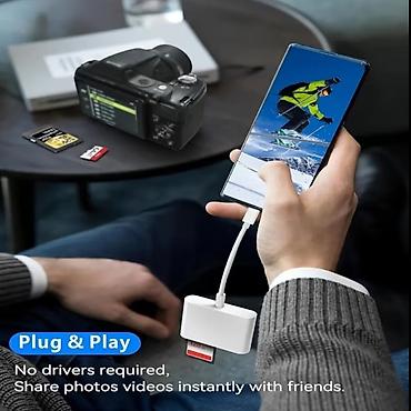 usb otg kabel: USB-C Kart Oxuyucu və OTG Adapter - 3-i 1-də dizayn: SD kart yuvası — 3