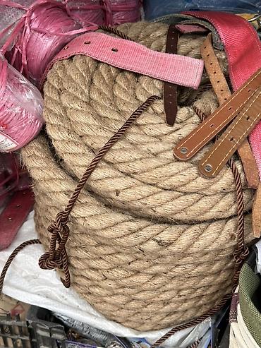 канат джутовый: Толстая натуральная пеньковая/джутовая верёвка в бухте — 1