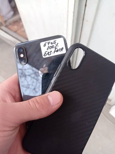 iphone 4s zapchasti: IPhone X, Б/у, 64 ГБ, Черный, Защитное стекло, Чехол, 100 %
