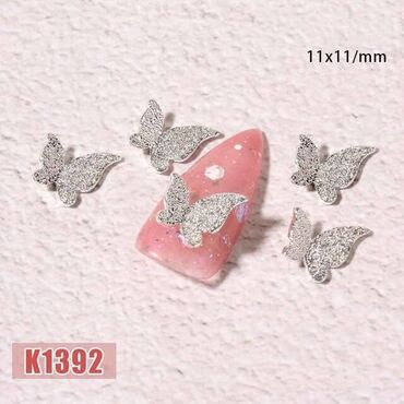 национальное украшение: Металлические бабочки для дизайна ногтей, размер 8 мм х 8мм - 5