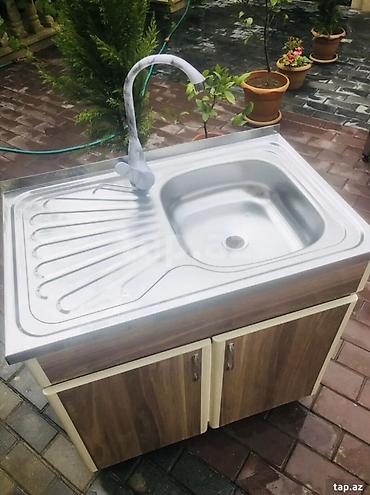 мойка со шкафом на кухню: Mətbəx üçün dolablı iri lavabo komplekti - Üst hissə: paslanmayan — 2