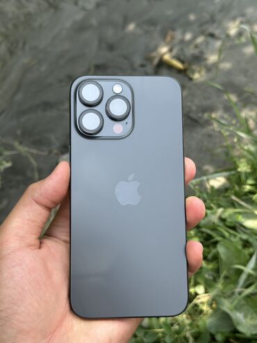 раскладные кнопочные телефоны: IPhone 15 Pro Max, Колдонулган, 256 ГБ, Black Titanium, Заряддоочу түзүлүш, Коргоочу айнек, Каптама, 90 %