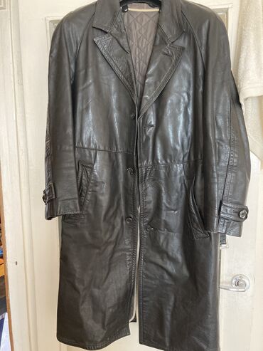 мужской плащ кожаный: Плащ XL (EU 42), цвет - Черный