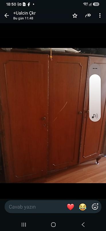 balaca skaf: İşlənmiş, 3 qapılı, Qəhvəyi, Taxta, Açılan, Düz dolab — 3