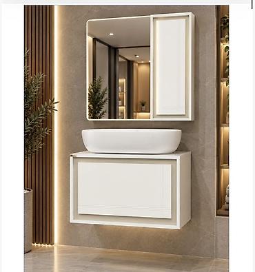 parca skaf: Hamam üçün divardan asılan mebel dəsti - Üst hissə: ağ keramika kase — 3