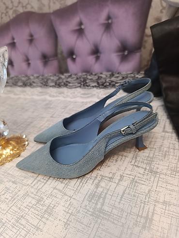 ayyaqabi: Mavi rəngli qadın slingback balet-tufliləri - Material: denim/parça — 2