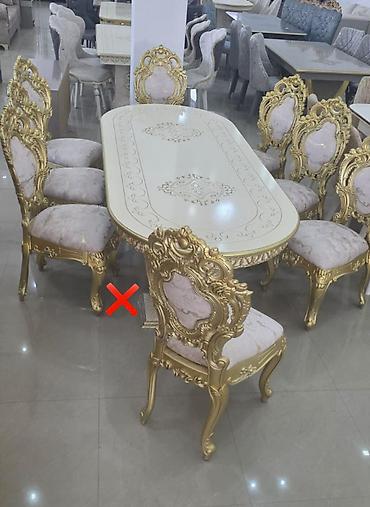 stol dəsdi: Klassik barokko üslubunda yemək otağı dəsti. - Dəst: oblong/oval — 1
