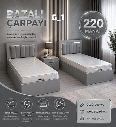 bed: Bazalı çarpayı G-1 - Ölçü: 200×90 - Qiymət: 220 manat (şəkildə — 1