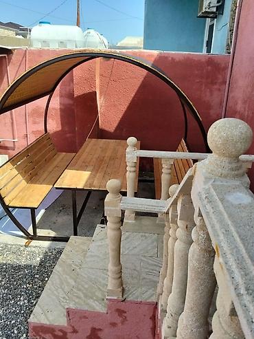 masa ofis: Hovlu istirahət üçün kölgəlikli skamya-masa dəsti - Quruluş: metal — 1
