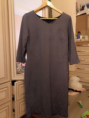 синее платье длинное: Вечернее платье, Длинная модель, С рукавами, XL (EU 42)