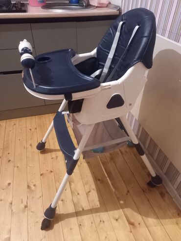 детские коляски в баку: Uşaq yemək stulu – Kidilo - Rəng: tünd göy/ağ - Yumşaq dəri tipli