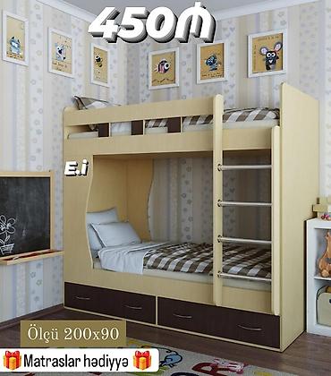 mebel kreditle: İki mərtəbəli uşaq çarpayıları - Ölçülər: 180x80 və 200x90 — 2