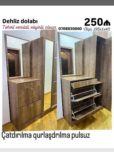 100: Dehliz dolabı – ölçü: 195×100×40 sm. Material: taxta teksturalı — 1