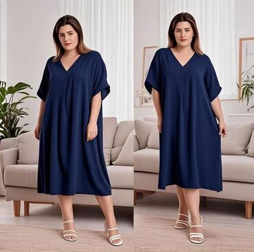 novi pazar haljine za punije: 3XL (EU 46), color - Blue, Oversize, Short sleeves