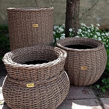 Горшки для растений: Плетеные кашпо, горшок для цветов различных форм и размеров,ручная — 9