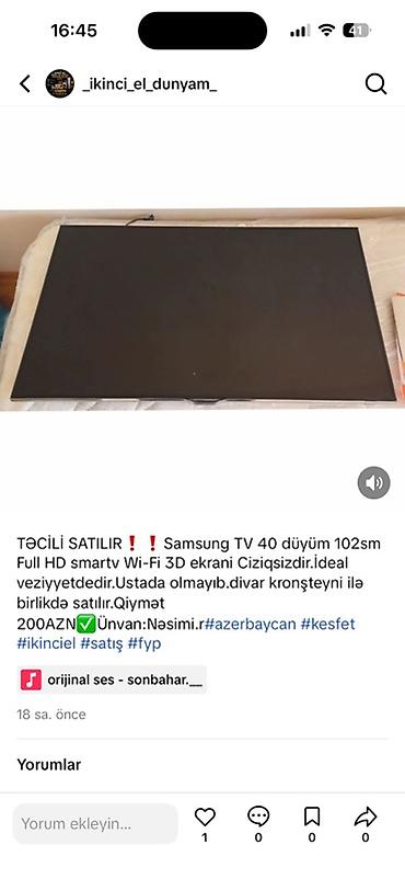 philips xenium w8500: Samsung TV – 40 düym (102 sm) - Full HD Smart TV - Wi‑Fi dəstəyi - 3D — 1
