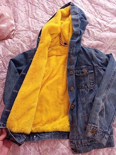 herbi paltar satisi: Kapüşonlu içi tüklü cins gödəkçə - Material: klassik mavi denim (üst — 2