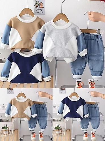 Uşaq geyim dəsti – 2 parça - Dəst tərkibi: uzunqol sweatşört + denim