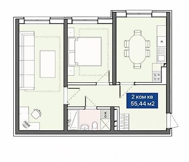 алтай: ЖК Алтай — СК Кут 2‑комнатная квартира, 55,44 м² Цена: 12 100 $ — 2
