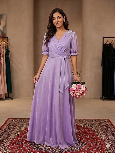 Donlar: Lavanda rəngli parıltılı axşam geyimi - Model: zərif parıltıya malik — 2