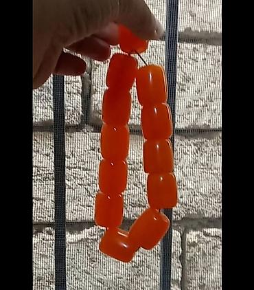 təsbehler: Qırmızı-narıncı rəngli iri muncuqlu təsbeh/kolye - Material: narıncı — 3