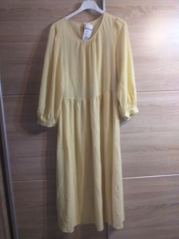 haljine od poliestera: S (EU 36), bоја - Žuta, Oversize, Kratkih rukava