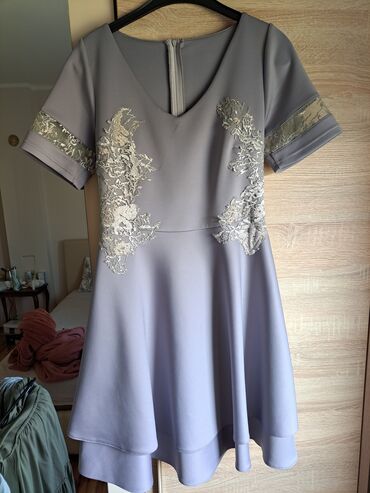 haljine a kroja za punije: M (EU 38), L (EU 40), color - Grey, Evening, Short sleeves