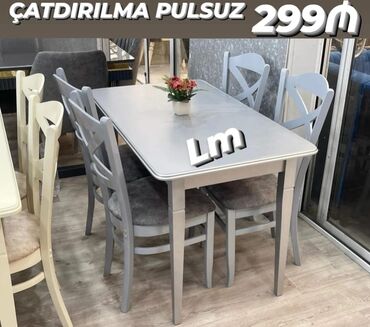 Комплекты столов и стульев: Для кухни, Новый, Квадратный стол, 4 стула, Азербайджан