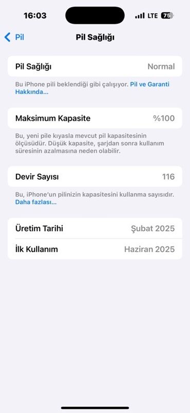 akkumulyator alışı: IPhone üçün orijinal batareya - Pil Sağlığı: Normal - Maksimum