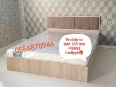 двухместная кровать: Новый, Двуспальная кровать, Без подьемного механизма, С матрасом, Без выдвижных ящиков, Азербайджан