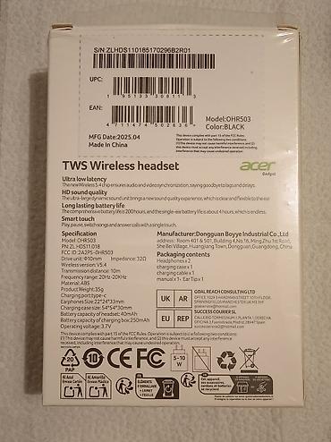 Qulaqcıqlar: Simsiz (Bluetooth) Qulaqcıqlar, Acer — 9