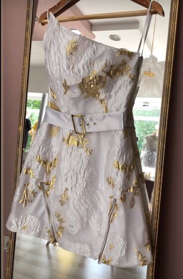 haljina sa naramenicama: S (EU 36), M (EU 38), bоја - Zlatna, Večernji, maturski, Top (bez rukava)