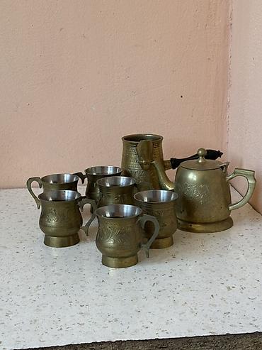 hədiyyə dəsti: Çay dəsti, rəng - Qızılı, Metal, 6 nəfərlik — 6