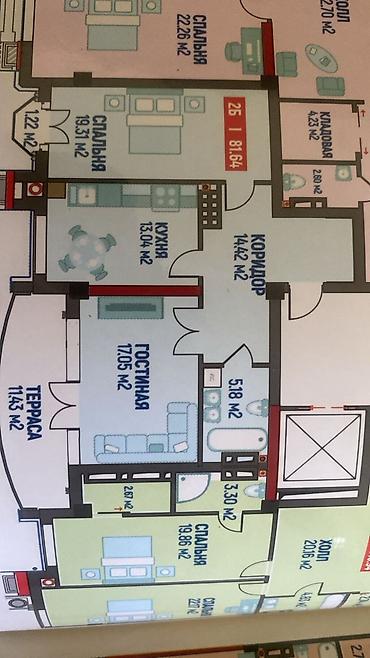 продаю иссык куль: 2 комнаты, 82 м², Элитка, 4 этаж, ПСО (под самоотделку) — 1