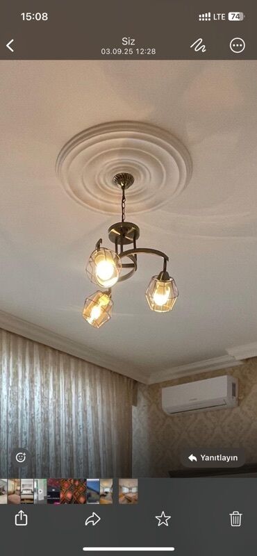 Stol lampaları: Çılçıraq, 3 lampa, Metal